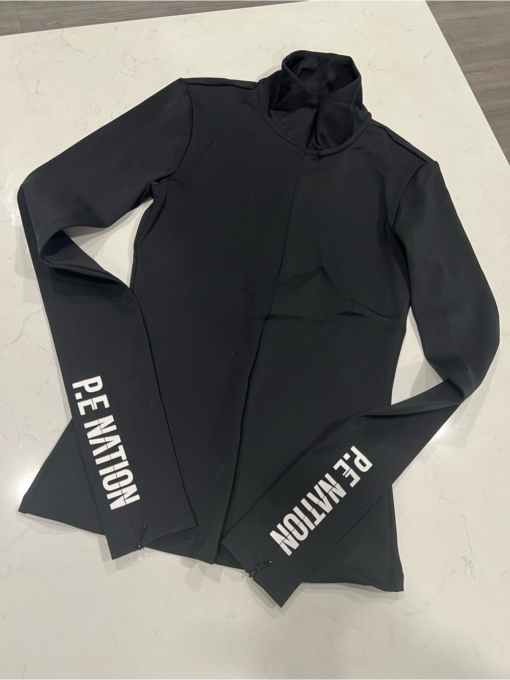P.E Nation Black Long-Sleeve High Neck Zip Active Top